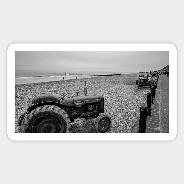 Tractor on Cromer beach on the North Norfolk coast Sticker by yackers1